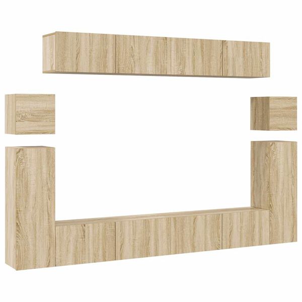 vidaXL 8 Piece TV Cabinet Set Sonoma Oak Engineered Wood
