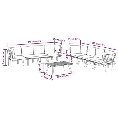 vidaXL 8 Piece Garden Lounge Set with Cushions Solid Wood Acacia