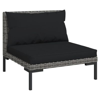 vidaXL 9 Piece Garden Lounge Set with Cushions Poly Rattan Dark Grey