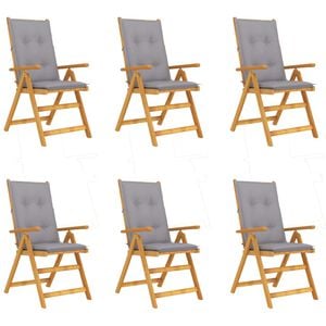 vidaXL Folding Chairs 6 pcs with Cushions Solid Acacia Wood