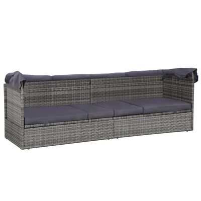 vidaXL Garden Bed with Canopy Grey 205x62 cm Poly Rattan