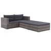 vidaXL 3 Piece Garden Lounge Set with Cushions Poly Rattan Grey