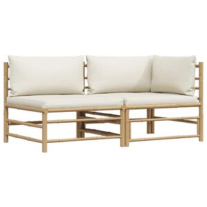 vidaXL Garden Lounge Set | Cream white | Bamboo | Medium | Modular