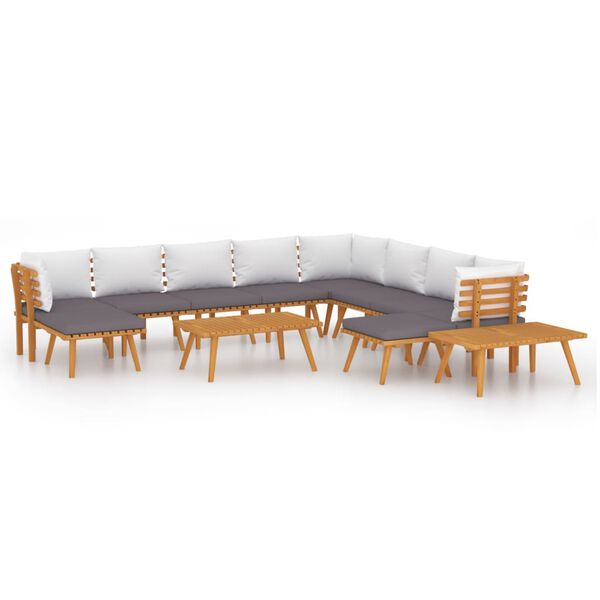 vidaXL 12 Piece Garden Lounge Set with Cushions Solid Wood Acacia