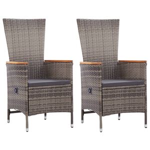 vidaXL Armchair | Set of 2 | Grey | PE rattan | Standard | Height-Adjustable
