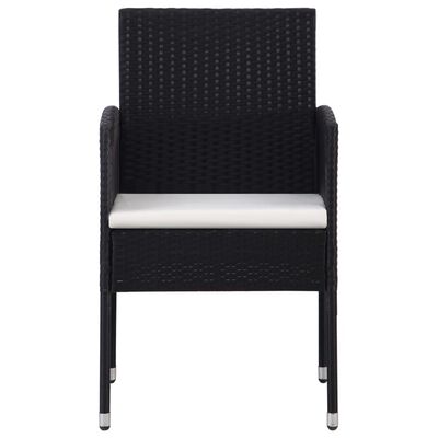 vidaXL Garden Chair 2 pcs Poly Rattan Black