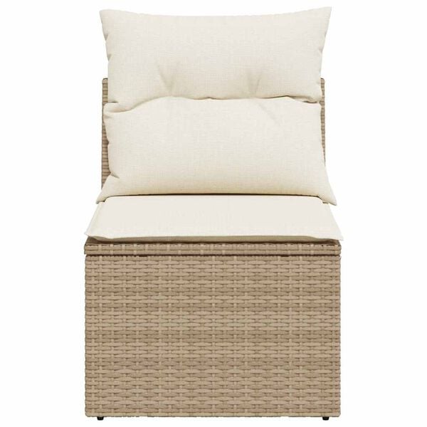vidaXL Garden Chair Armless with Cushions Beige Poly Rattan