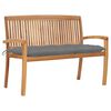 vidaXL Stacking Garden Bench with Cushion 128,5 cm Solid Teak Wood