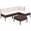vidaXL 5 Piece Garden Lounge Set with Cushions Poly Rattan Brown