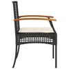 vidaXL Garden Chairs with Cushions 2 pcs Black Poly Rattan Acacia Wood