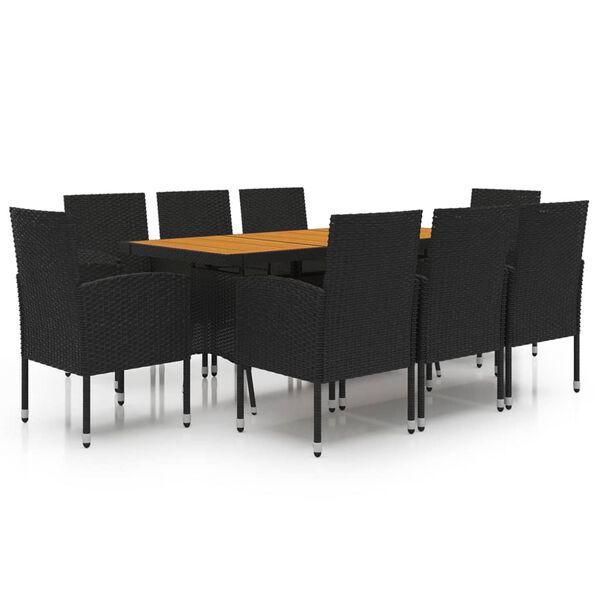 vidaXL 9 Piece Outdoor Dining Set Poly Rattan Black
