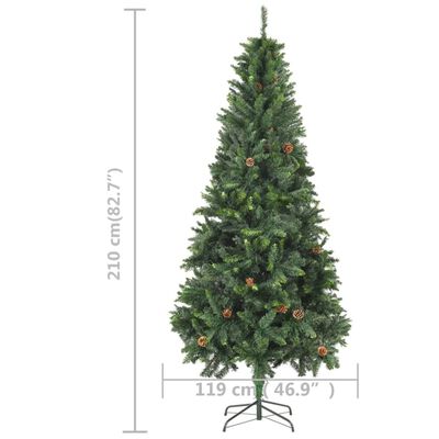vidaXL Artificial Pre-lit Christmas Tree with Pine Cones Green 210 cm