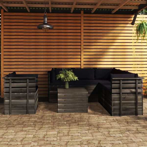 vidaXL 7 Piece Garden Pallet Lounge Set with Cushions Solid Pinewood
