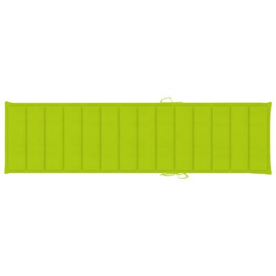 vidaXL Sun Lounger with Bright Green Cushion Solid Teak Wood
