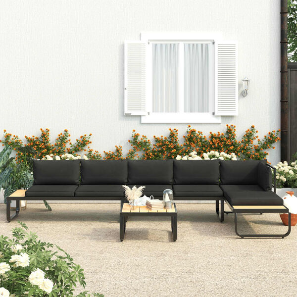 vidaXL 4 Piece Garden Corner Sofa Set with Cushions Aluminium and WPC