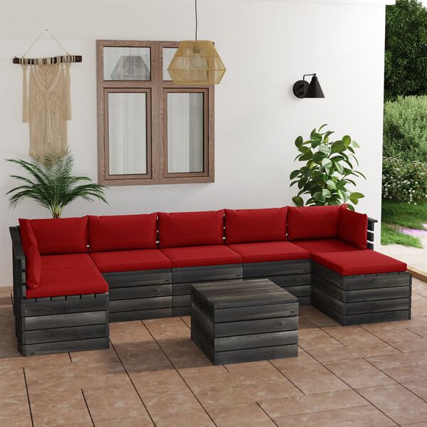 vidaXL 8 Piece Garden Pallet Lounge Set with Cushions Solid Pinewood