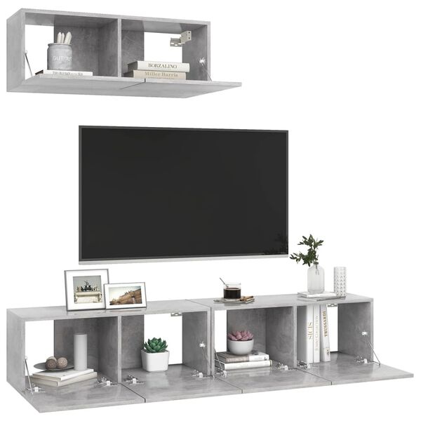 vidaXL TV Cabinets 3 pcs Concrete Grey Engineered Wood