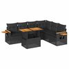 vidaXL 6 Piece Garden Sofa Set with Cushions Black Poly Rattan Acacia
