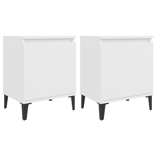 vidaXL Bed Cabinets with Metal Legs White 40x30x50 cm