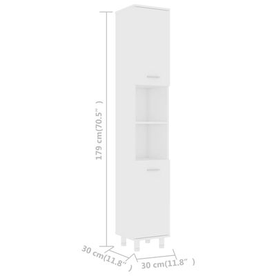 vidaXL Bathroom Cabinet White 30x30x179 cm Engineered Wood