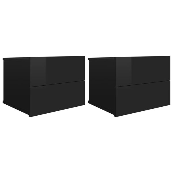 vidaXL Bedside Cabinets 2 pcs High Gloss Black 40x30x30 cm Engineered Wood