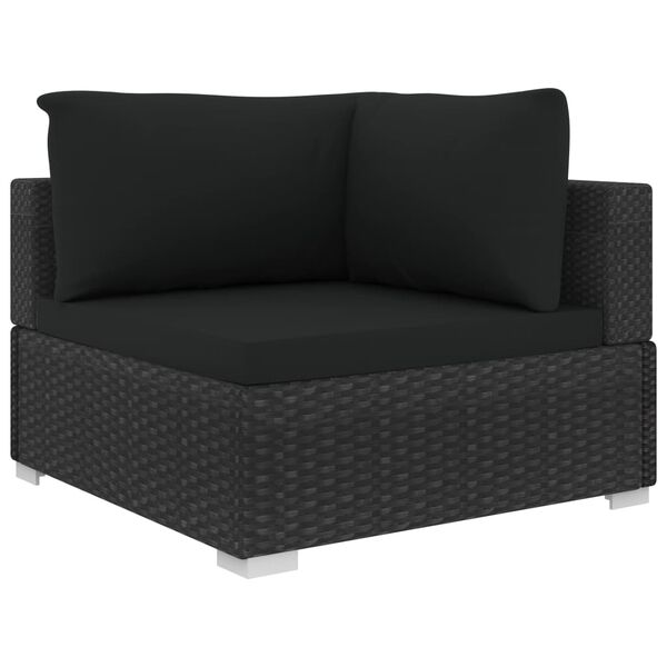 vidaXL 12 Piece Garden Lounge Set with Cushions Poly Rattan Black