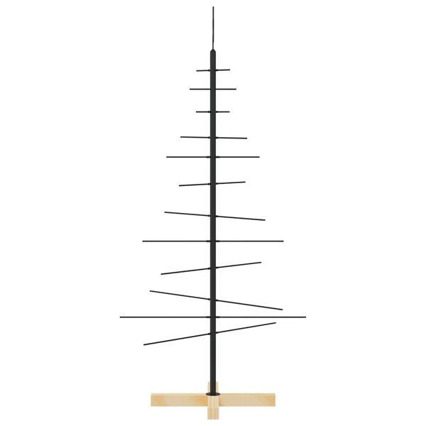 vidaXL Metal Christmas Tree with Wooden Base Black 120 cm