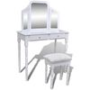 vidaXL Dressing Table with 3-in-1 Mirror and Stool 2 Drawers White