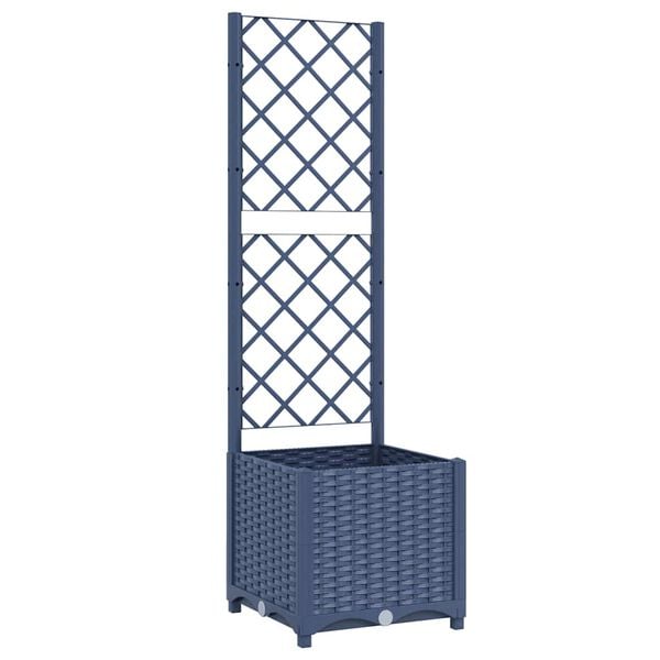vidaXL Garden Planter with Trellis Blue Grey 40x40x136 cm PP