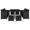 vidaXL 11 Piece Outdoor Dining Set with Cushions Poly Rattan Black