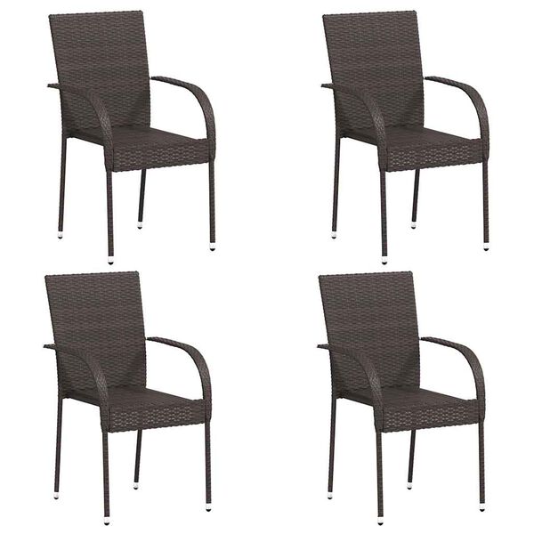 vidaXL Stackable Outdoor Chairs 4 pcs Poly Rattan Brown