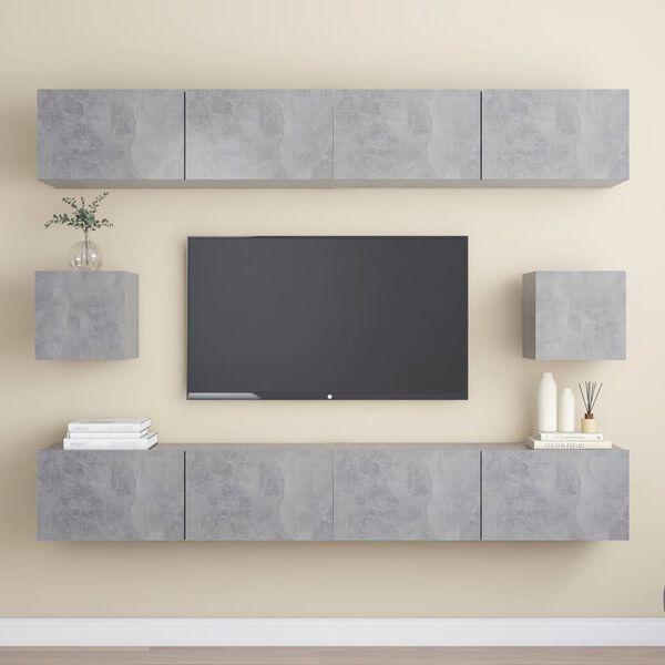 vidaXL 6 Piece TV Cabinet Set Concrete Grey Engineered Wood