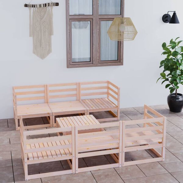 vidaXL 7 Piece Garden Lounge Set Solid Pinewood
