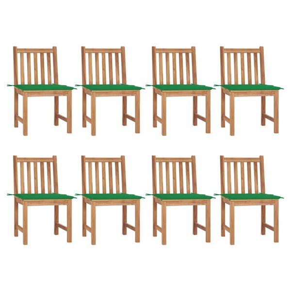 vidaXL Garden Chairs 8 pcs with Cushions Solid Teak Wood