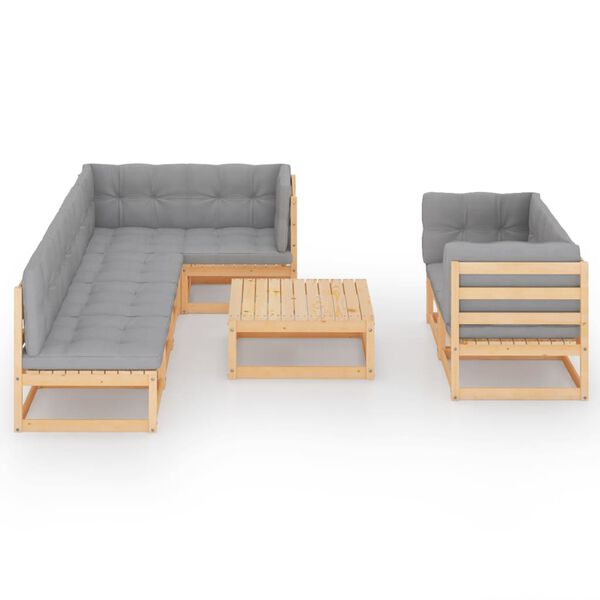 vidaXL 8 Piece Garden Lounge Set with Cushions Solid Pinewood