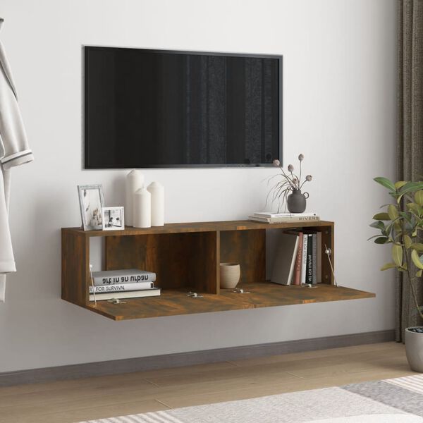 vidaXL TV Wall Cabinet Smoked Oak 120x30x30 cm Engineered Wood