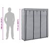vidaXL Wardrobe with Compartments and Rods Grey 150x45x175 cm Fabric