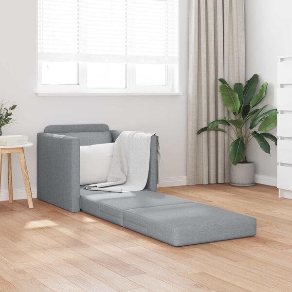 vidaXL Floor Sofa Bed 2-in-1 Light Grey 112x174x55 cm Fabric