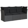 vidaXL 3 Piece Garden Sofa Set with Cushions Black Poly Rattan