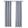 vidaXL Blackout Curtains with Metal Rings 2 pcs Grey 140x175 cm