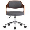 vidaXL Swivel Dining Chair Grey Bent Wood and Fabric