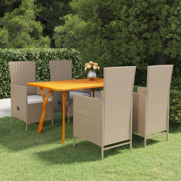 vidaXL 5 Piece Garden Dining Set Beige