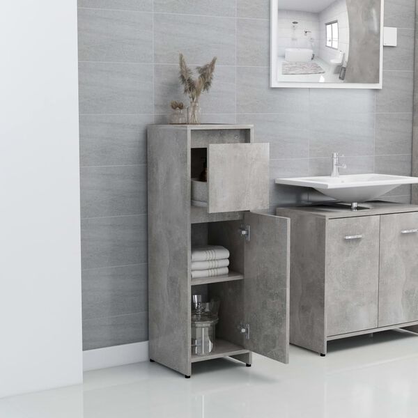 vidaXL Bathroom Cabinet Concrete Grey 30x30x95 cm Engineered Wood