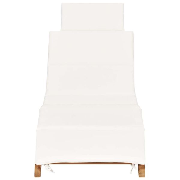 vidaXL Folding Sun Lounger with Cream White Cushion Solid Teak Wood
