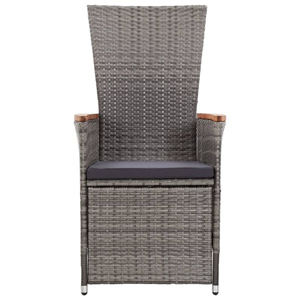 vidaXL Reclining Garden Chairs 2 pcs with Cushions Poly Rattan Grey