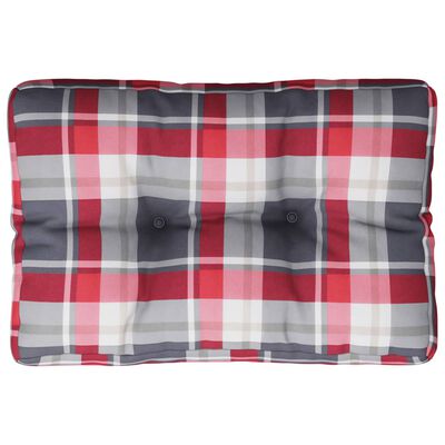 vidaXL Pallet Cushion Red Check Pattern 50x40x12 cm Fabric