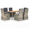 vidaXL 7 Piece Garden Dining Set with Cushions Grey Poly Rattan