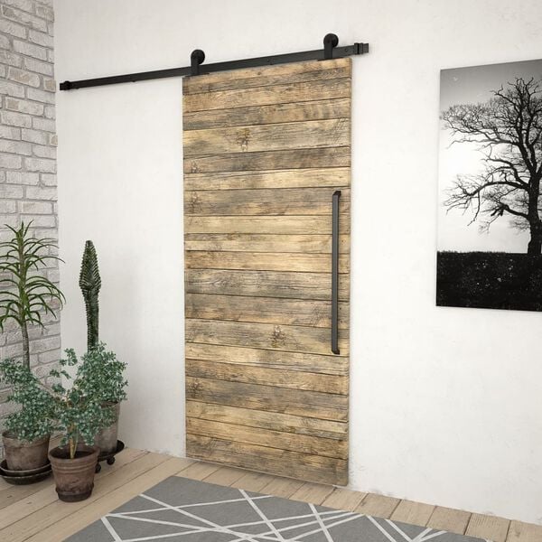 vidaXL Sliding Door SKIEN Hardware Kit 183 cm Steel Black