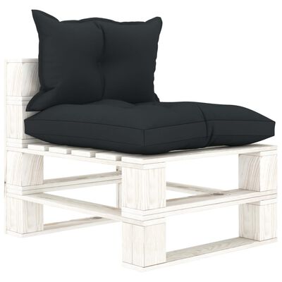 vidaXL 5 Piece Garden Pallets Lounge Set with Anthracite Cushions Wood