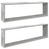 vidaXL Wall Cube Shelves 2 pcs Concrete Grey 100x15x30 cm